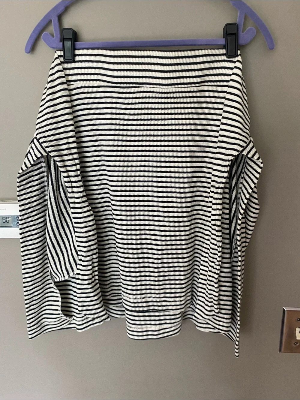 FREE PEOPLE 'All Tied Up' Black & Cream Stripe Wrap Skirt Size XS